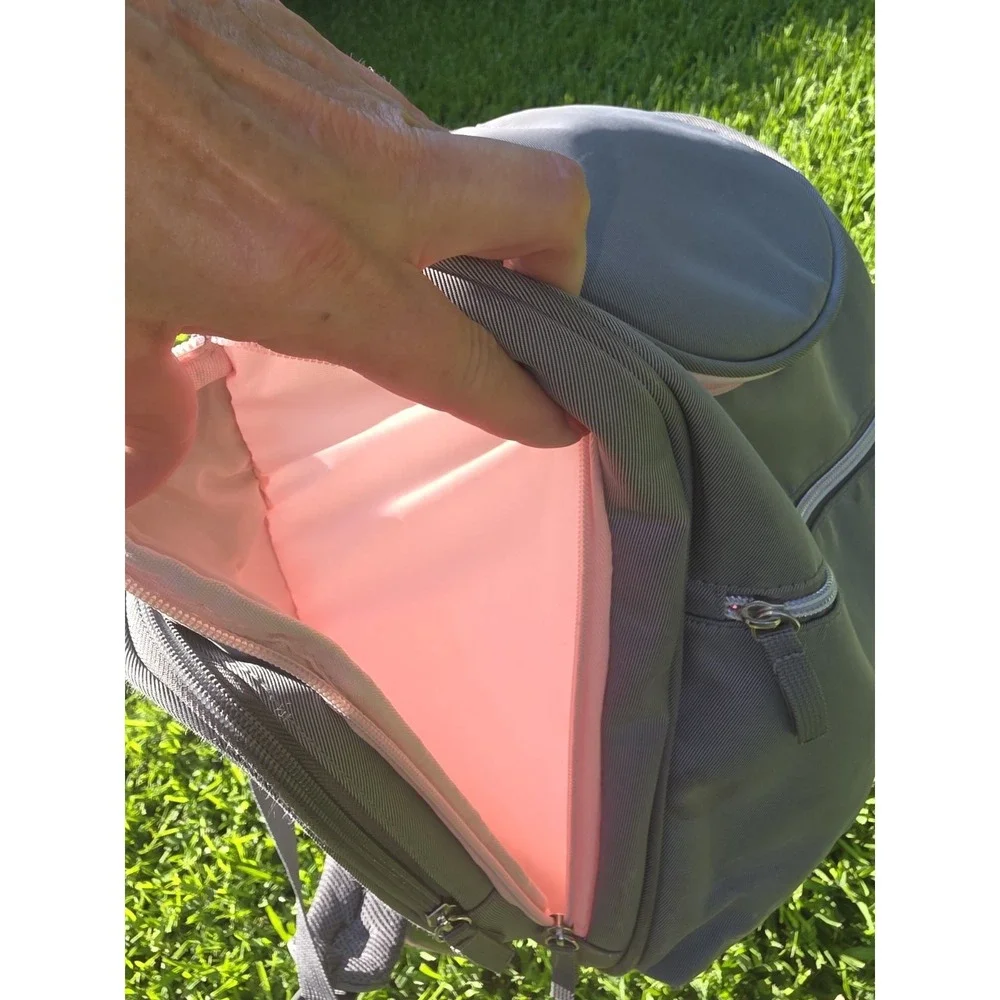 Jeep Adventures Backpack/Diaper Bag Gray with Pink Trim Wipes Container Pocket